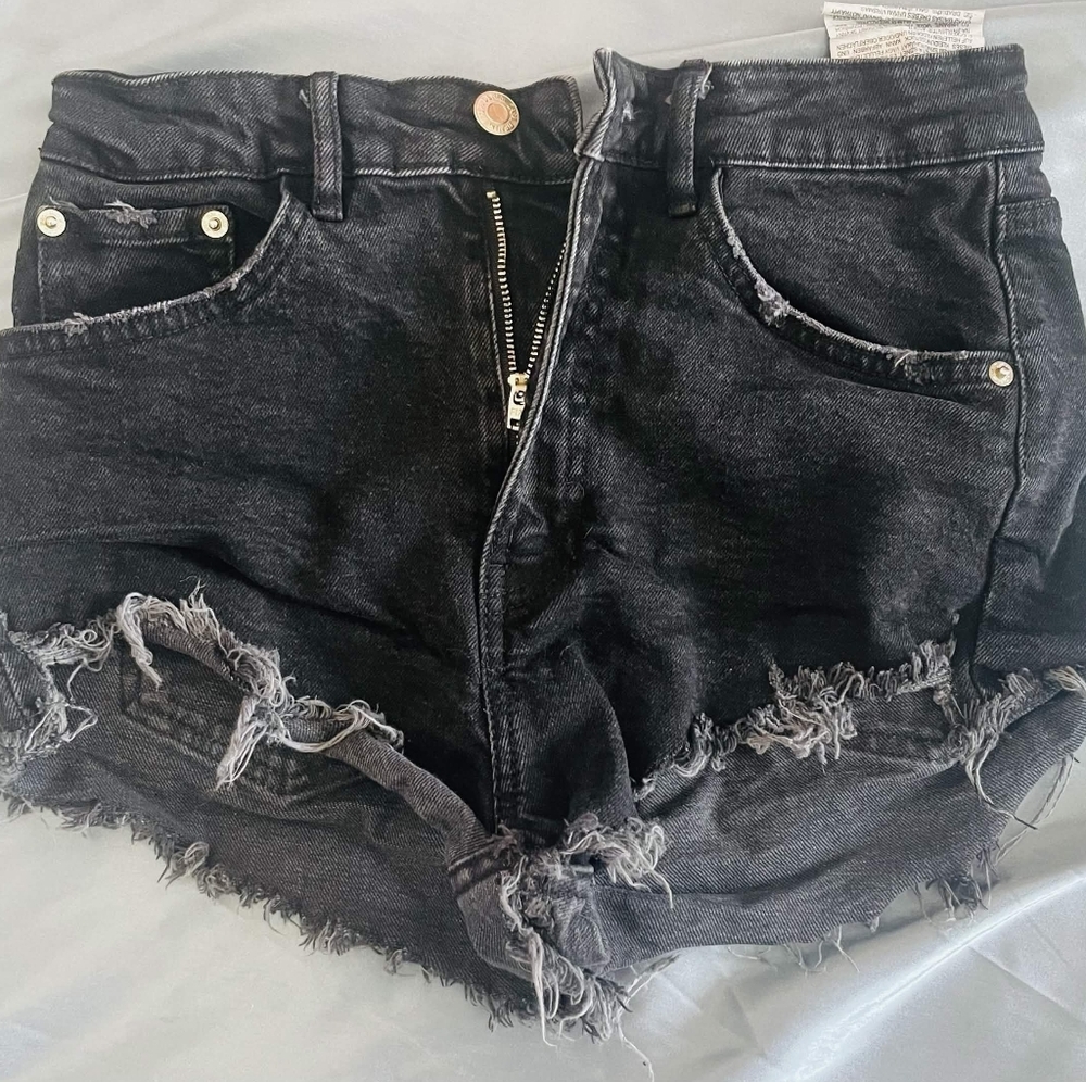 Zara Distressed Black Jean Shorts